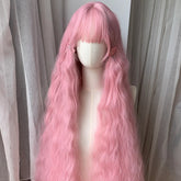 Light Pink 40 inch Wool Curly Wig Style Lolita Lazy Fluffy Full Head Wig
