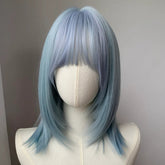 Female Short Blue Highlight Spring Bob Wig