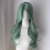 Mint Green Wig Female Full Head Wig Long Wave Hair