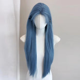 Mountain Mist Blue Long Straight Hair Medium White Daily Wig