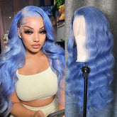 Light Purple Body Wave Lace Front Wig Human Hair 200% Density Colored Human Hair Wigs
