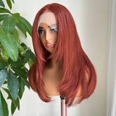 Zara-Long Bob Copper Red Layered Synthetic 13x4 Lace Front Wig