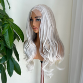 Florence-White and Beige Color Long Wavy Synthetic 13x4 Lace Front Wig