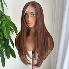 Mia-Long Bob Brown Layered Synthetic 13x4 Lace Front Wig
