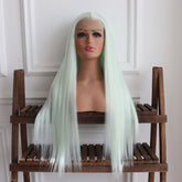 Icy-Light Green Straight Synthetic 13x4 Lace Front Wig