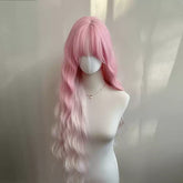 Pink White Ombre Wig Female Long Hair Wig