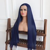Indigo-Dark Blue Straight Synthetic 13x4 Lace Front Wig