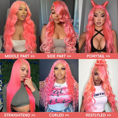 Pink Lace Front Wigs Human Hair 200% Density Pink Wig Human Hair Wig