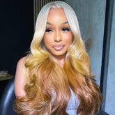 Custom Blonde Browns Ombre Lace Front Wig Human Hair 13x4 Lace Wig