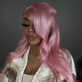 Pink Lace Front Wig Human Hair 20 Inch 13x4 Cotton Candy Pink Straight HD Lace Frontal Wig
