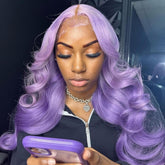Purple Body Wave 13x4 Lace Frontal Wigs HD Lace Front Wigs Glueless Pre Plucked Wig