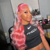 Lace Front Wig Pink Gray Color Pre Plucked Glueless Wig