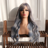 Blue Wavy Synthetic None Lace Party Wig