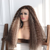 Lyra-Brown Afro Curly Synthetic 13x4 Lace Front Wig