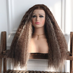 Lyra-Brown Afro Curly Synthetic 13x4 Lace Front Wig