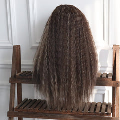 Lyra-Brown Afro Curly Synthetic 13x4 Lace Front Wig