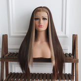 Ivy-Blonde Brown Highlight Synthetic 13x4 Lace Front Wig