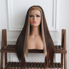Ivy-Blonde Brown Highlight Synthetic 13x4 Lace Front Wig