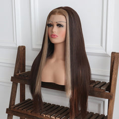 Ivy-Blonde Brown Highlight Synthetic 13x4 Lace Front Wig