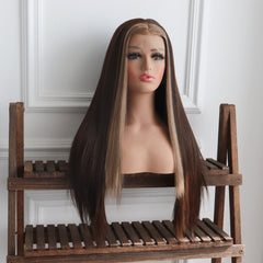 Ivy-Blonde Brown Highlight Synthetic 13x4 Lace Front Wig