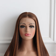 Annie-Auburn Highlight Silky Straight Synthetic 13x4 Lace Front Wig