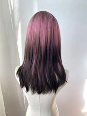 Pink Ombre Female Short Spring Bob Wig with Bang Style