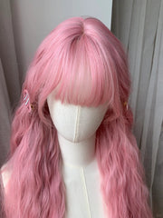 Light Pink 40 inch Wool Curly Wig Style Lolita Lazy Fluffy Full Head Wig