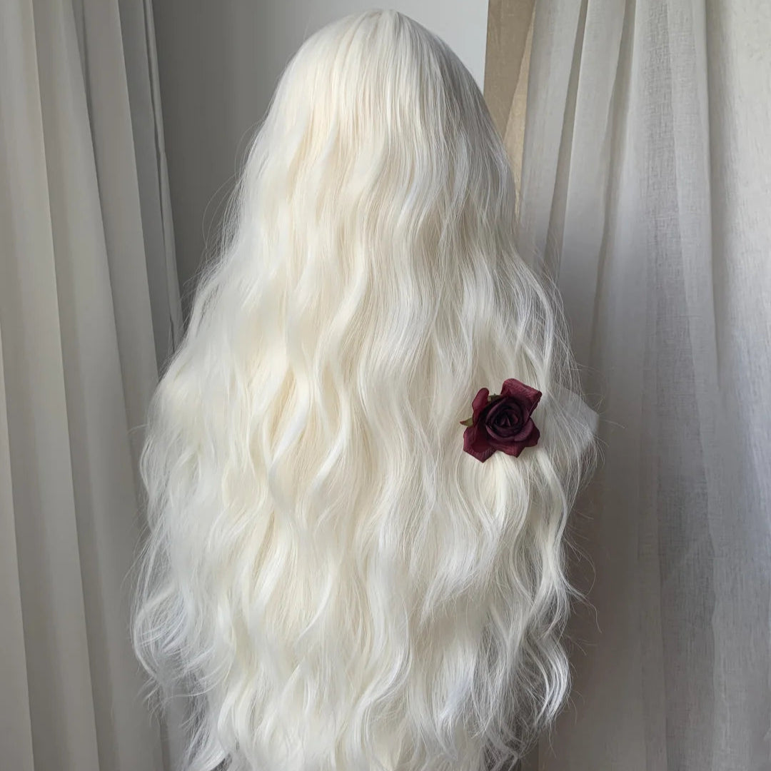 Wool Curly White Style Party Wig None Lace