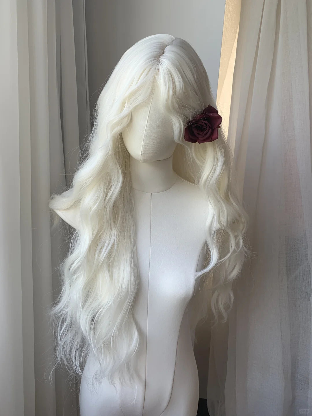 Wool Curly White Style Party Wig None Lace