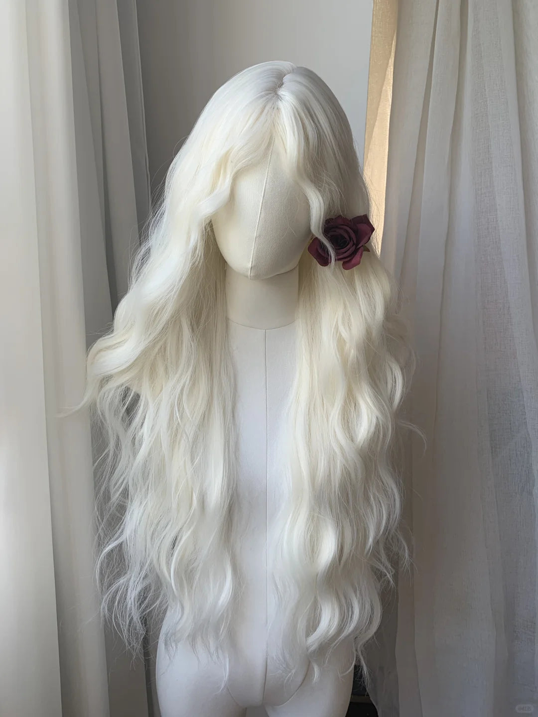 Wool Curly White Style Party Wig None Lace