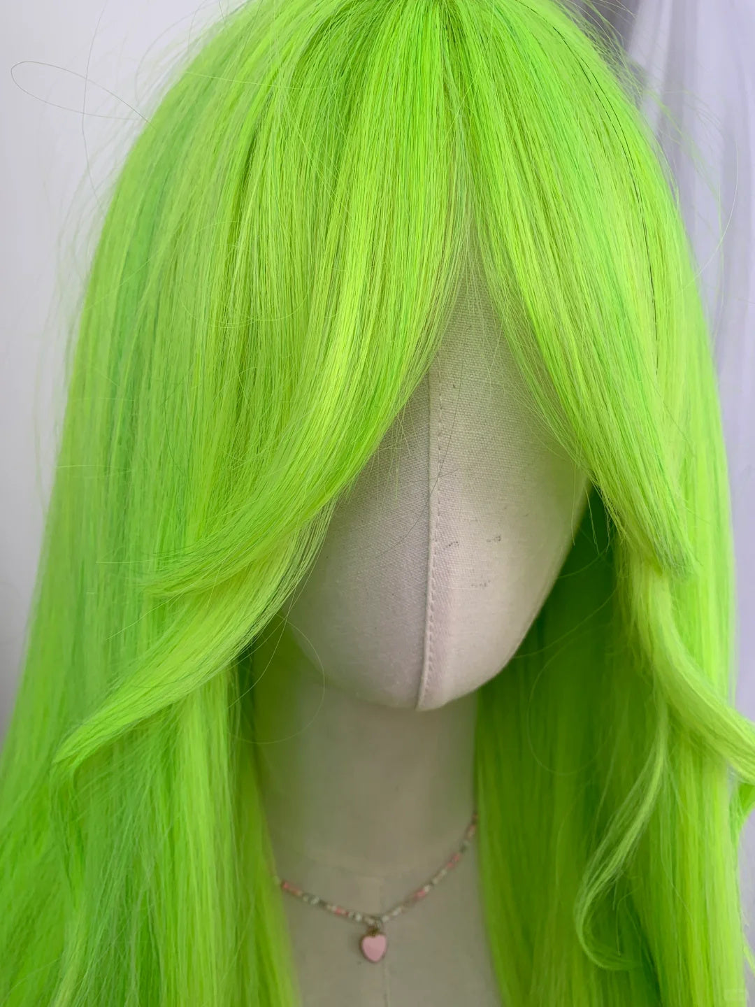 Light Green Wig Female Full Head Wig Long Wavy Spring Wig