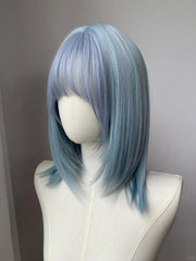 Female Short Blue Highlight Spring Bob Wig