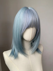 Female Short Blue Highlight Spring Bob Wig