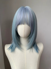 Female Short Blue Highlight Spring Bob Wig