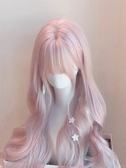 Baby Pink Wavy Wig Long Style Party Wig