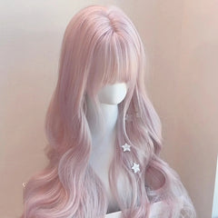 Baby Pink Wavy Wig Long Style Party Wig