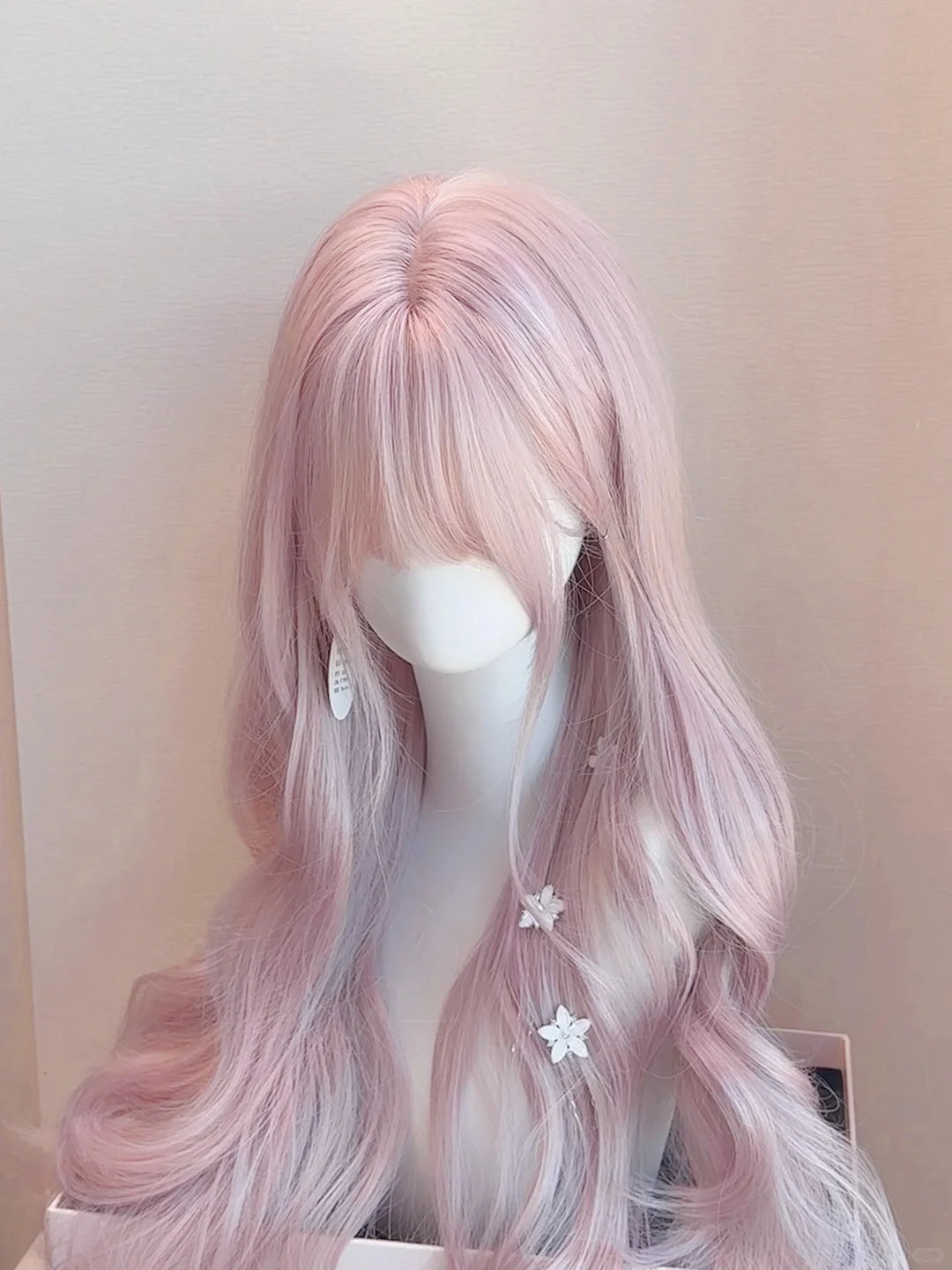 Baby Pink Wavy Wig Long Style Party Wig