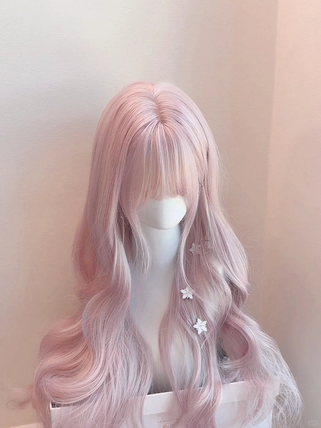 Baby Pink Wavy Wig Long Style Party Wig