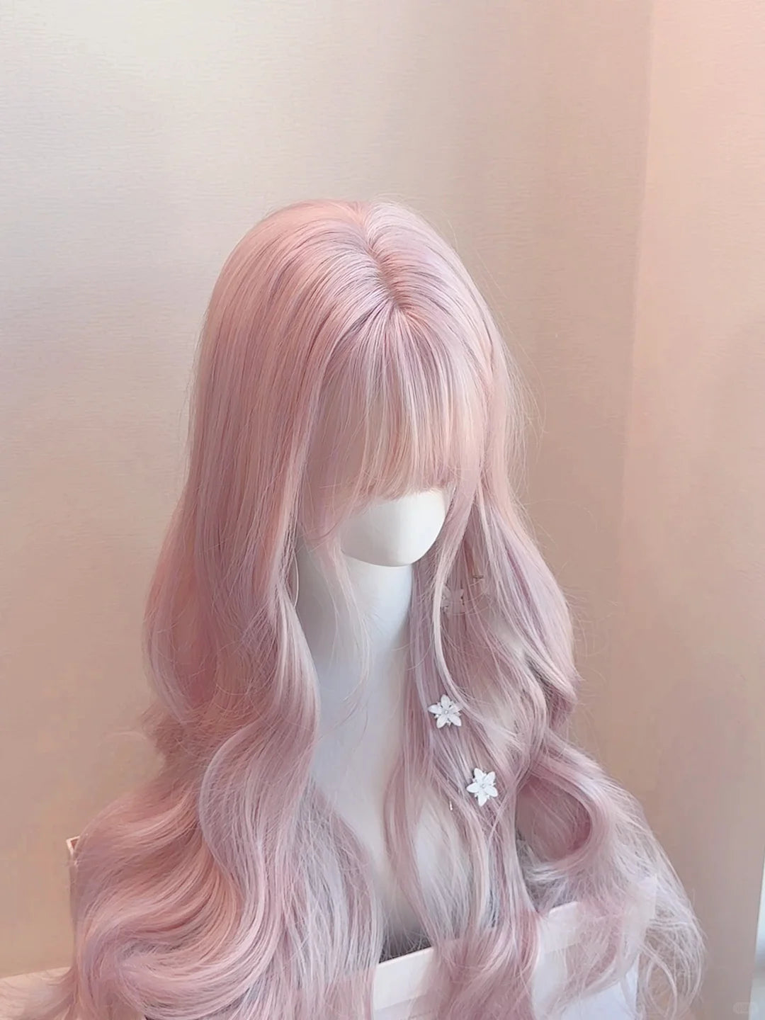 Baby Pink Wavy Wig Long Style Party Wig