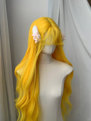 Yellow Color Loose Wavy Long Style Elegant Wig None Lace Wig