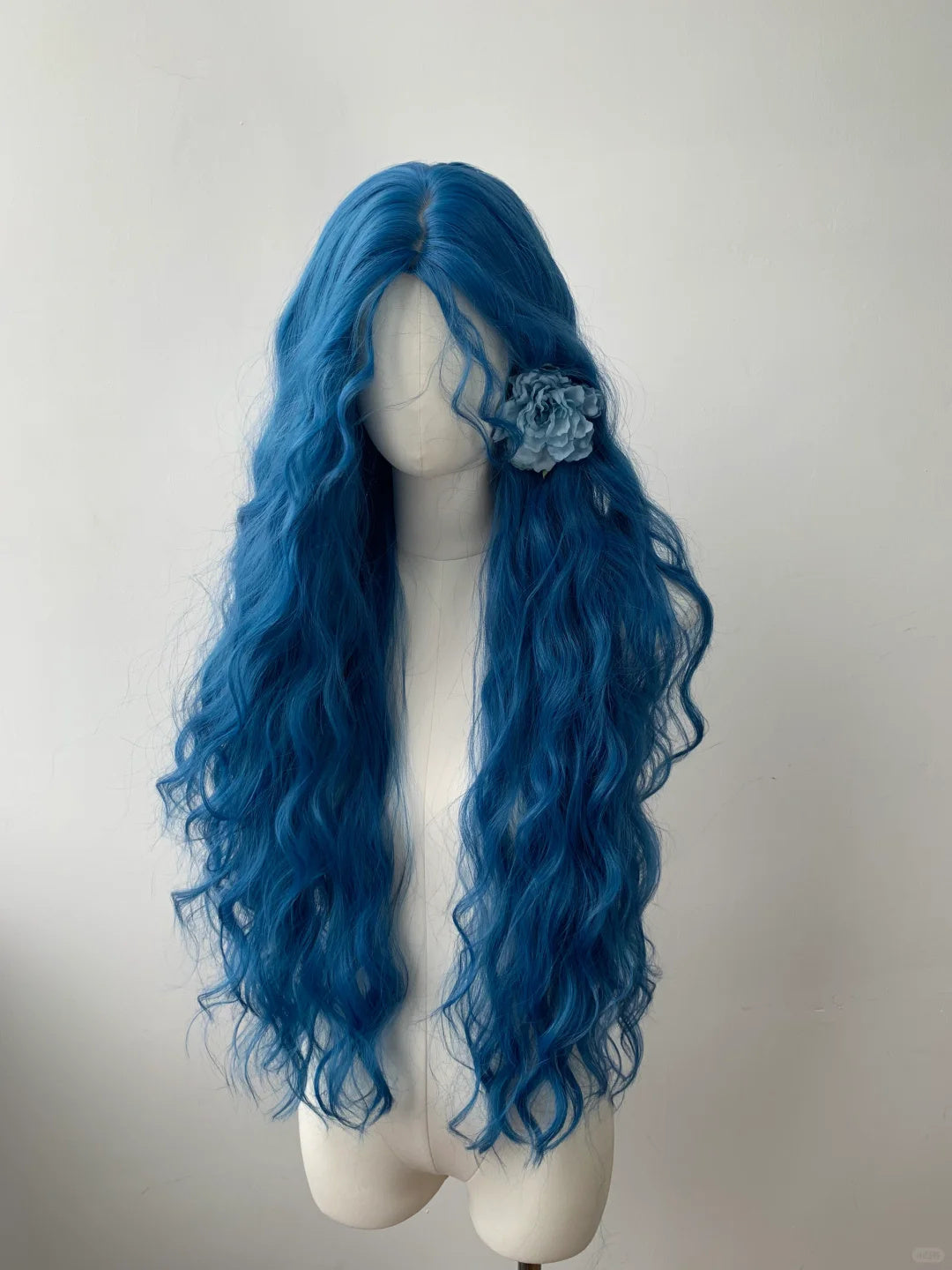 Loose Wavy Sea Blue Long Style Elegant Wig None Lace Wig