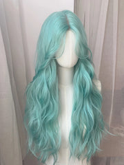 Light Blue Wavy Long Style Spring Elegant Wig
