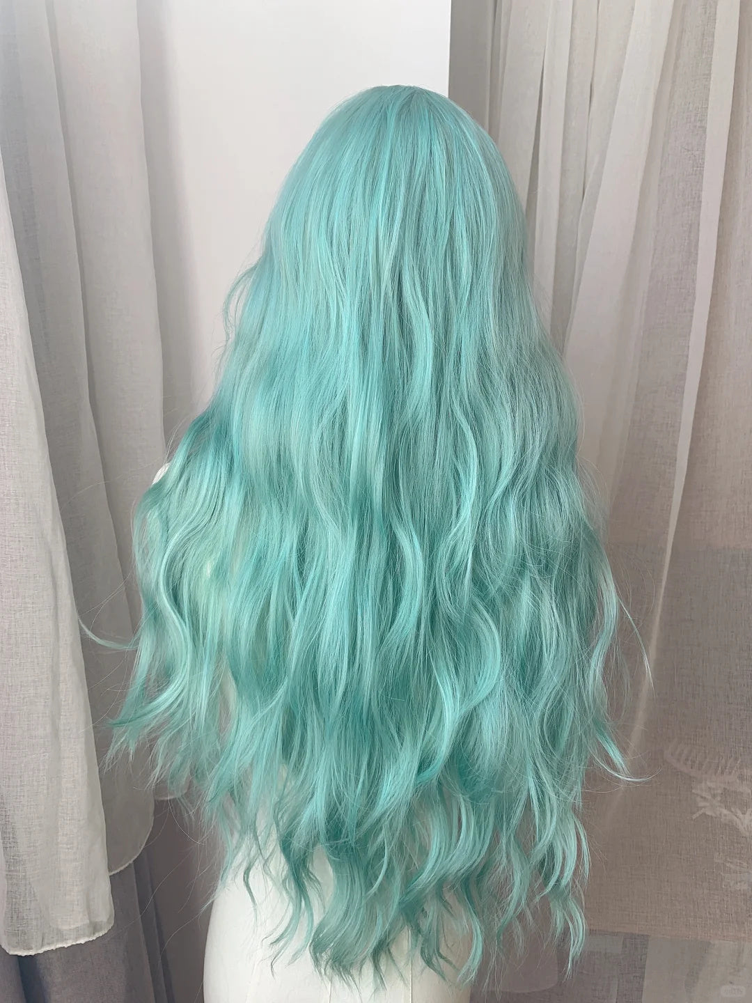 Light Blue Wavy Long Style Spring Elegant Wig