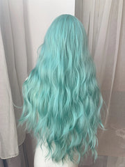 Light Blue Wavy Long Style Spring Elegant Wig