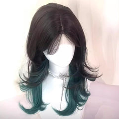 Wolf Tail Wig Tail Dyed Mid-Length Lace Hair Wig