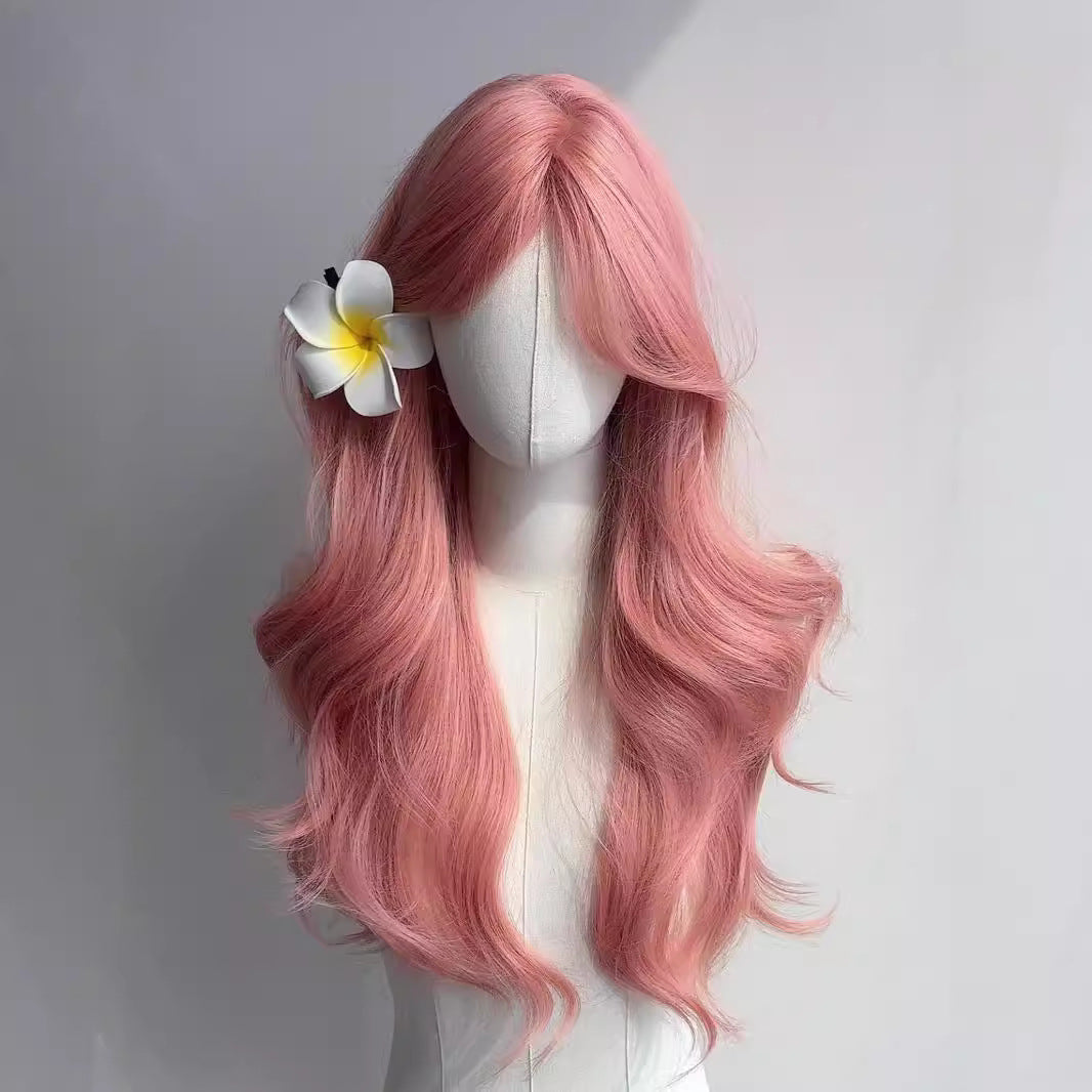 Grapefruit Pink Long Wave Hair Female Cosplay Wig