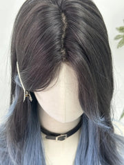 Female Iris Blue Black Ombre Gradient Color Full-Head Wig
