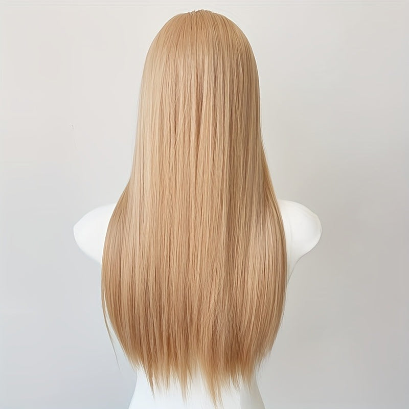 Women's Mid-Length Golden Long Straight Hair Everyday Style Wig
