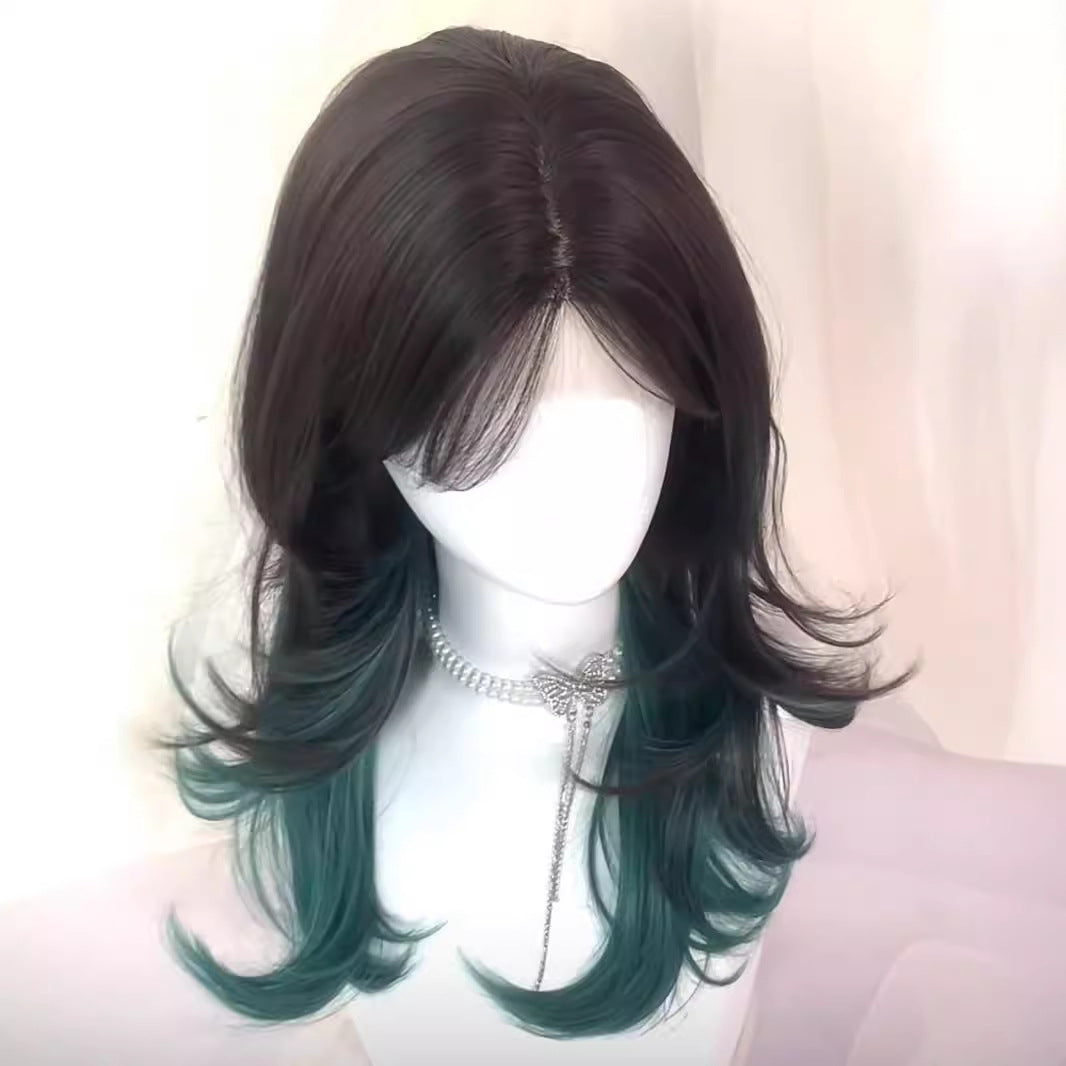 Wolf Tail Wig Tail Dyed Mid-Length Lace Hair Wig