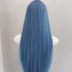 Mountain Mist Blue Long Straight Hair Medium White Daily Wig